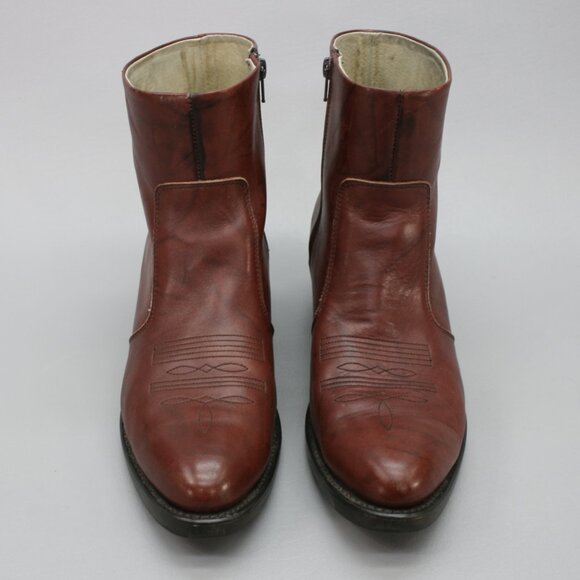 Durango Men's 11 D TR824 Brown Leather Side-zip Short Ankle Western Cowboy Boots - Picture 5 of 12